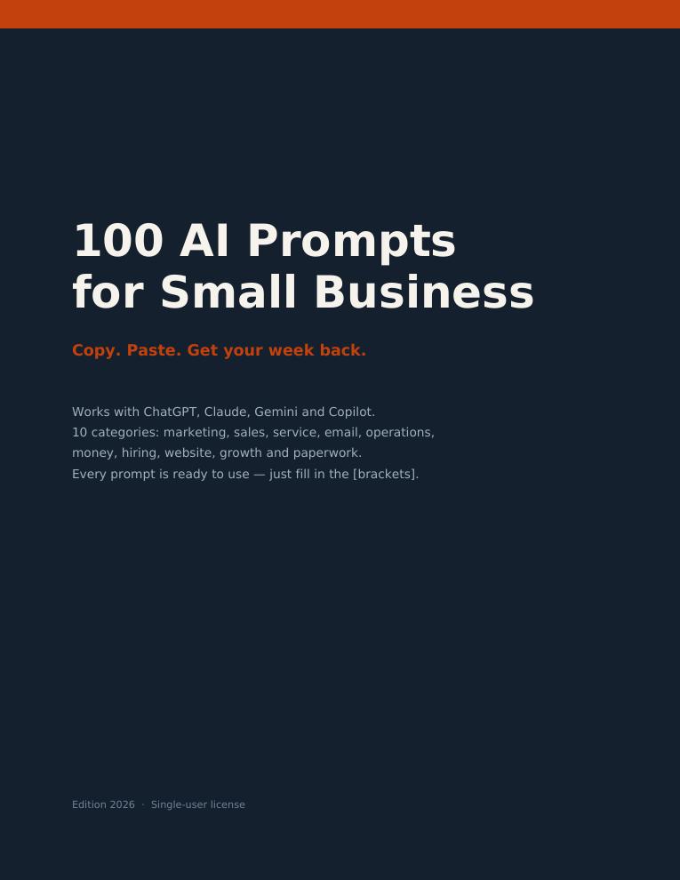 Cover of the 100 AI Prompts for Small Business PDF